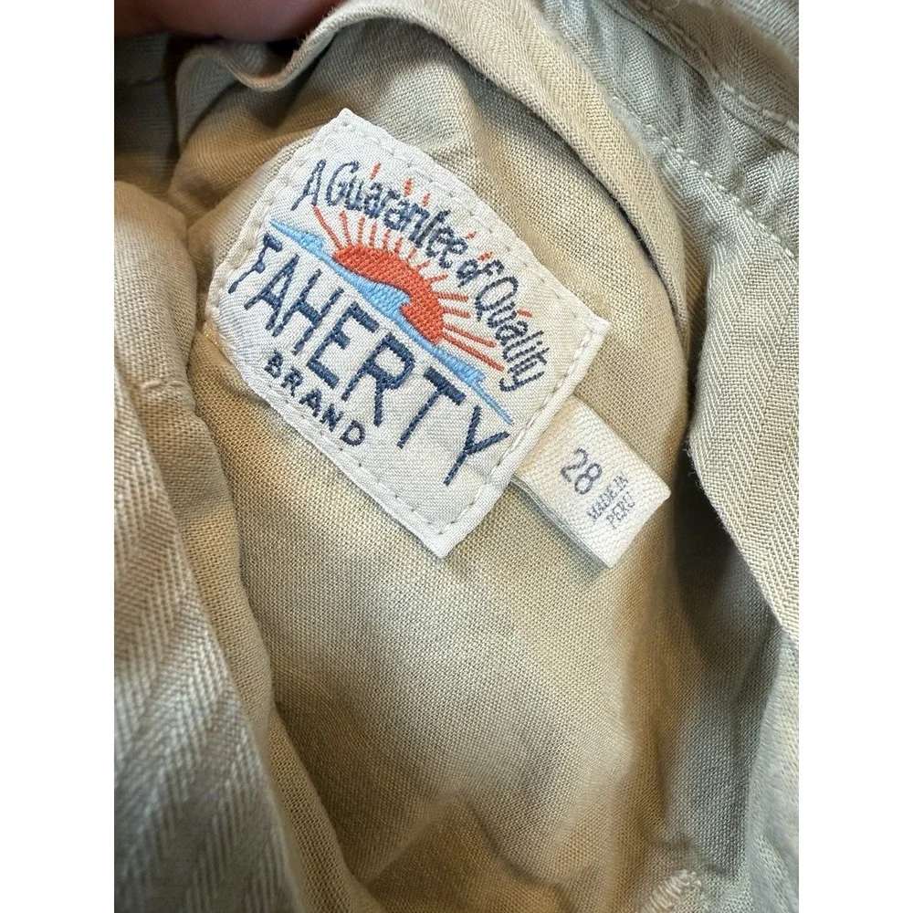 Faherty Brand Mens 28 Khaki Chino Shorts Beige Flat Front Casual Coastal Preppy